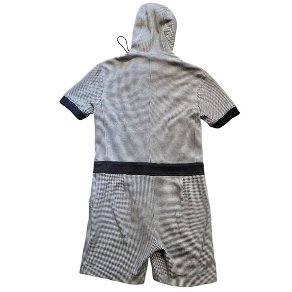 Mr. Turk Short Jumpsuit Men's Medium Black White Houndstooth Hooded Resort - Picture 4 of 9